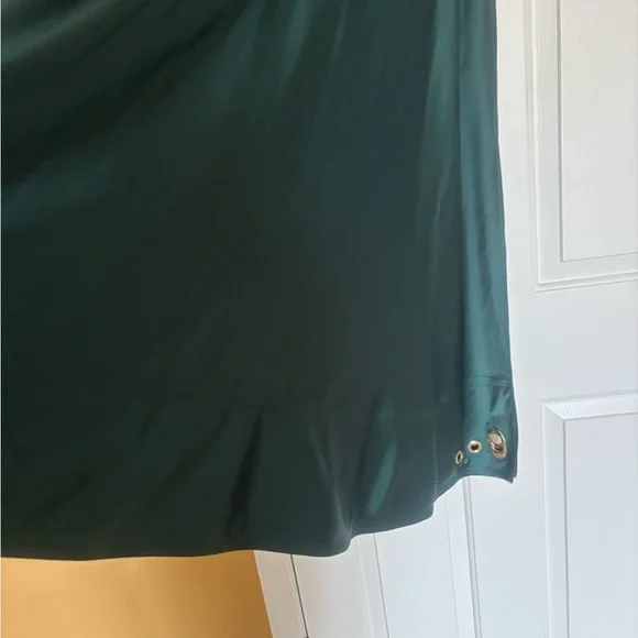 Self-Portrait Dark Green Maxi Skirt with Grommet Trim - Picture 3 of 6